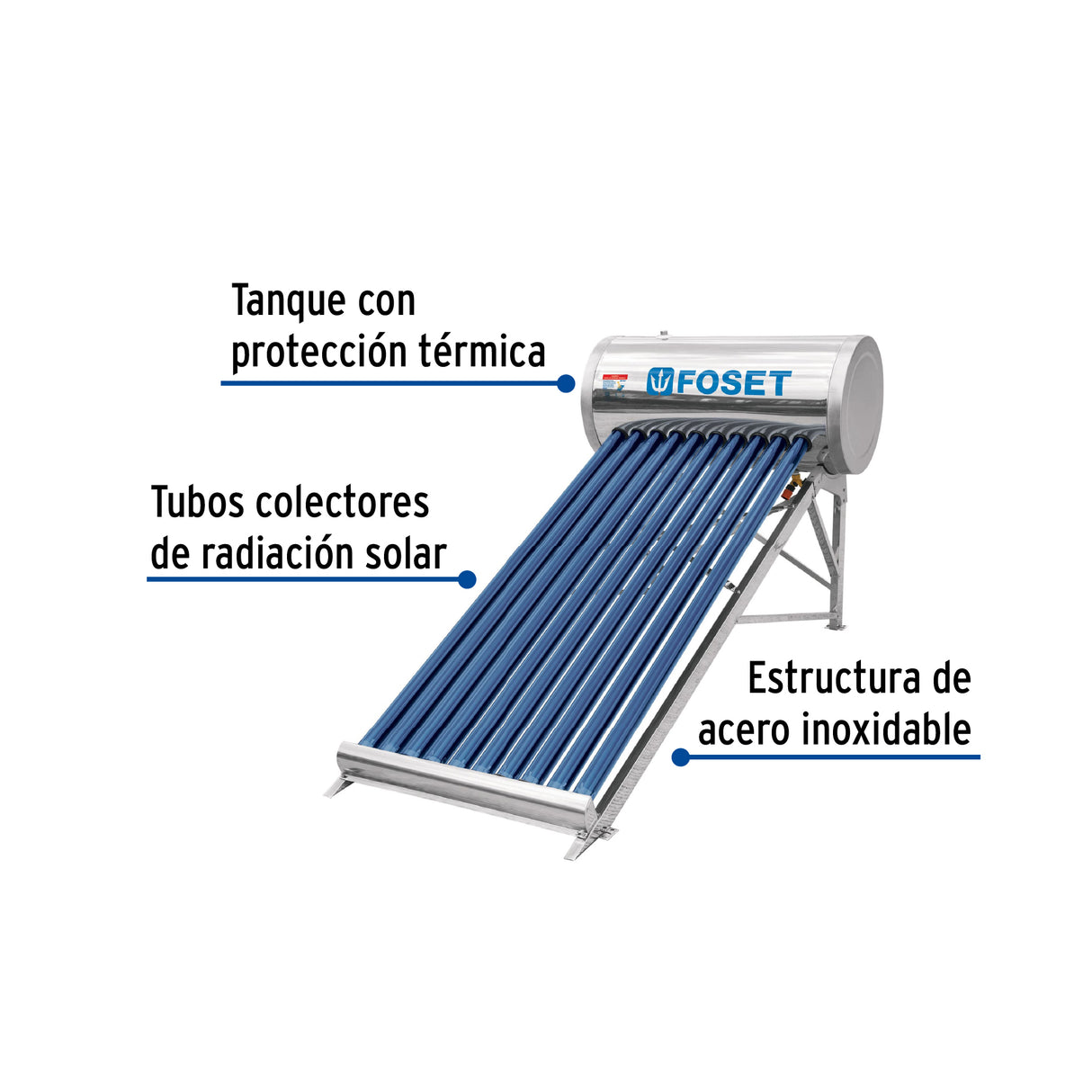 CALENTADOR DE AGUA SOLAR 130 LITROS 2 O 3 PERSONAS MCA TRUPER FOSET