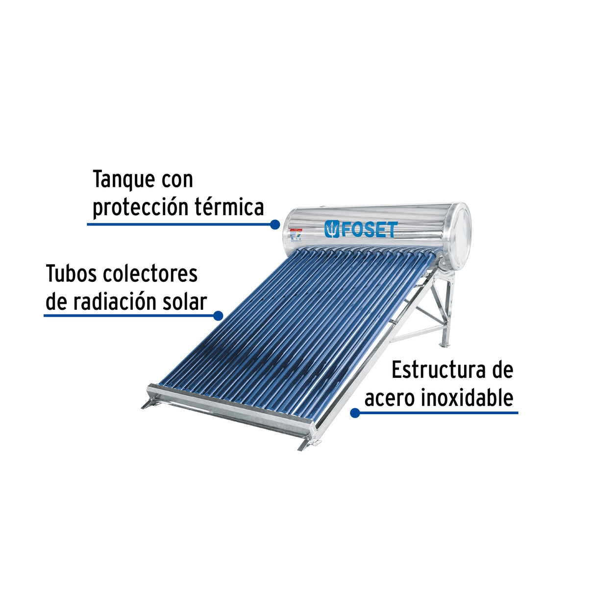 CALENTADOR DE AGUA SOLAR 180 LITROS 4 A 5 PERSONAS MCA TRUPER FOSET