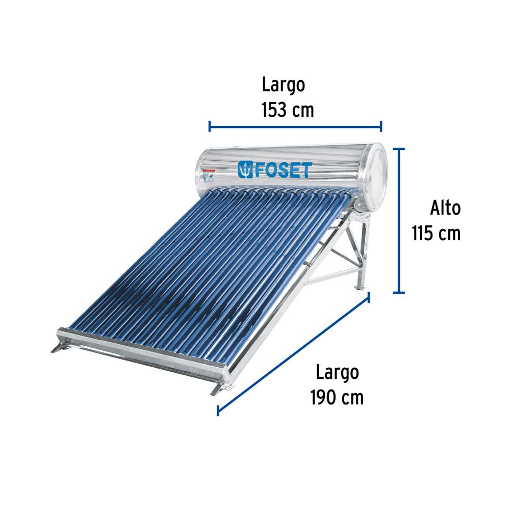 CALENTADOR DE AGUA SOLAR 180 LITROS 4 A 5 PERSONAS MCA TRUPER FOSET