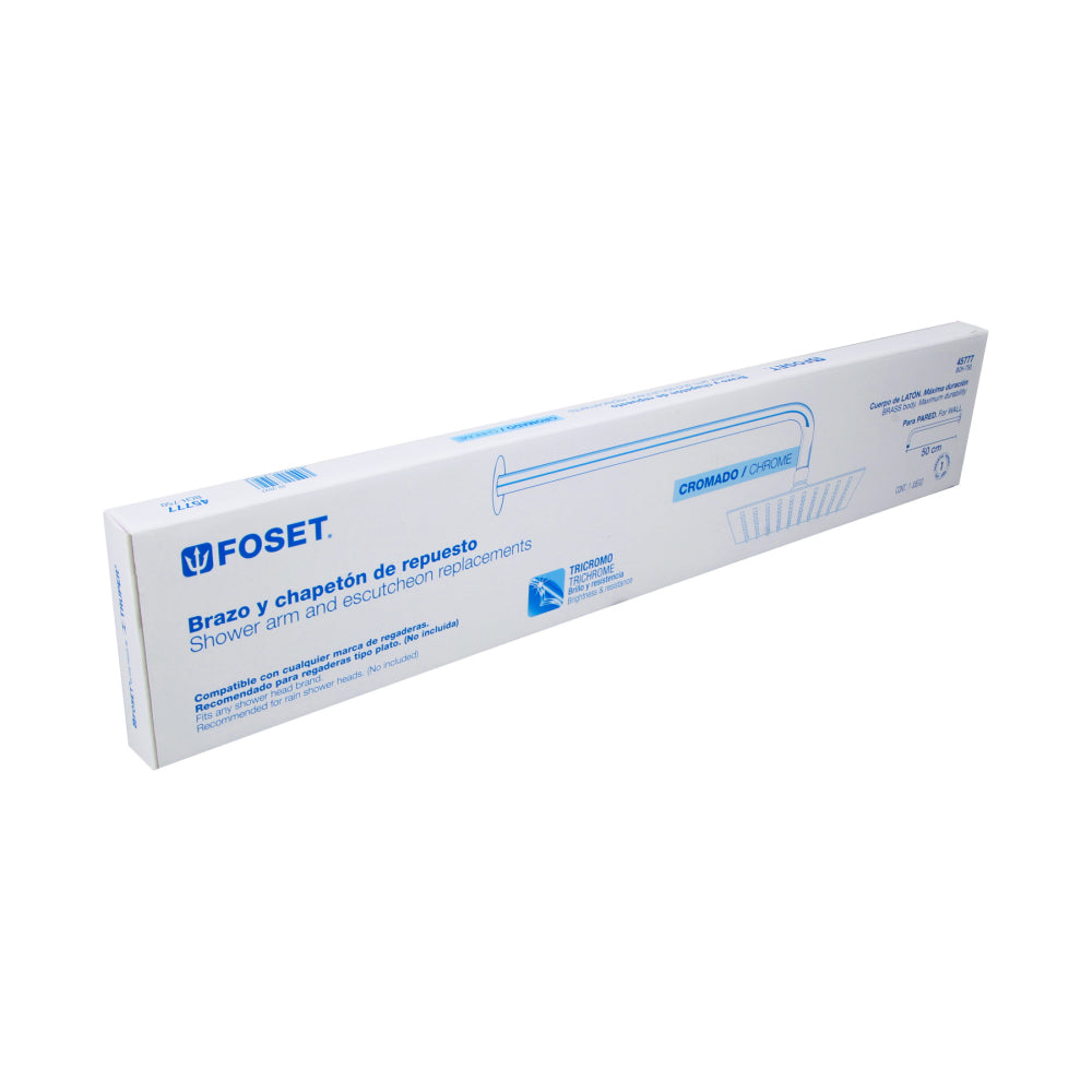 BRAZO Y CHAPETON PARA REGADERA 50 CM CROMADO FOSET RIVIERA