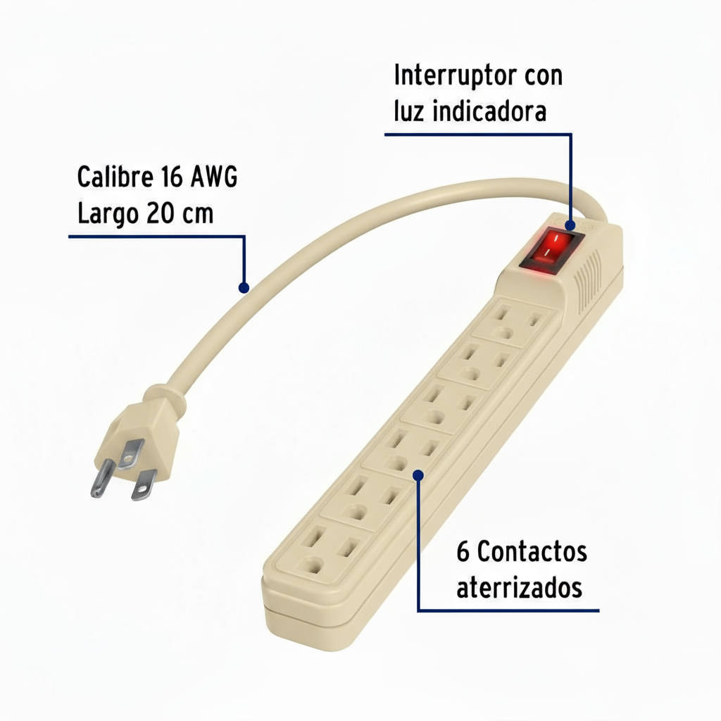 MULTICONTACTO 6 ENTRADAS MUL-6EG 46021 TRUPER *** VARIOS COLORES ***