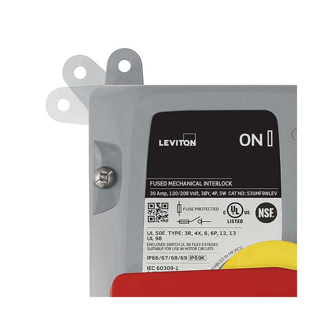 INTERLOCK MECANICO PIN SLEEVE 60A 600V 3P4H 5H IP66/67/68 E IP69K SERIE LEV NEGRO LEVITON