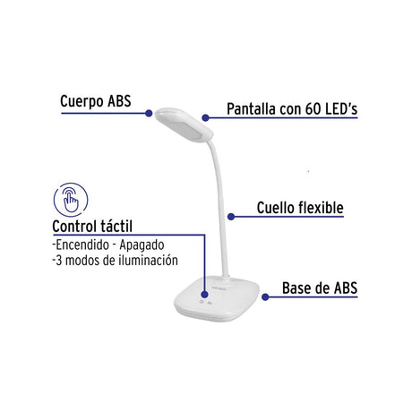 LAMPARA DE LED PARA ESCRITORIO 5W/120-240V. 6500K LUZ DE DIA LES-100L 46189 TRUPER