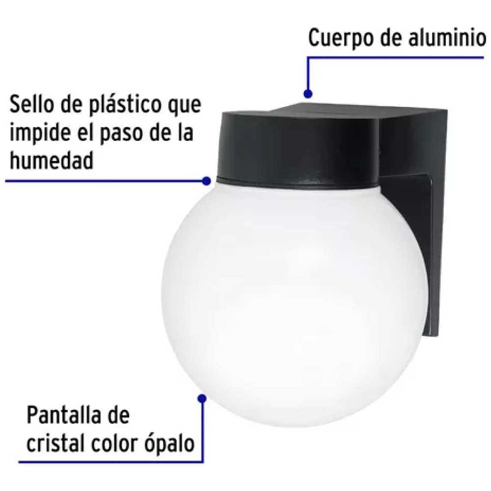 ARBOTANTE LED TIPO GLOBO 8W/120V. PANTALLA DE CRISTAL 3000K LUZ CALIDA ARB-001L 46344 TRUPER *** EXHIBIDO ***