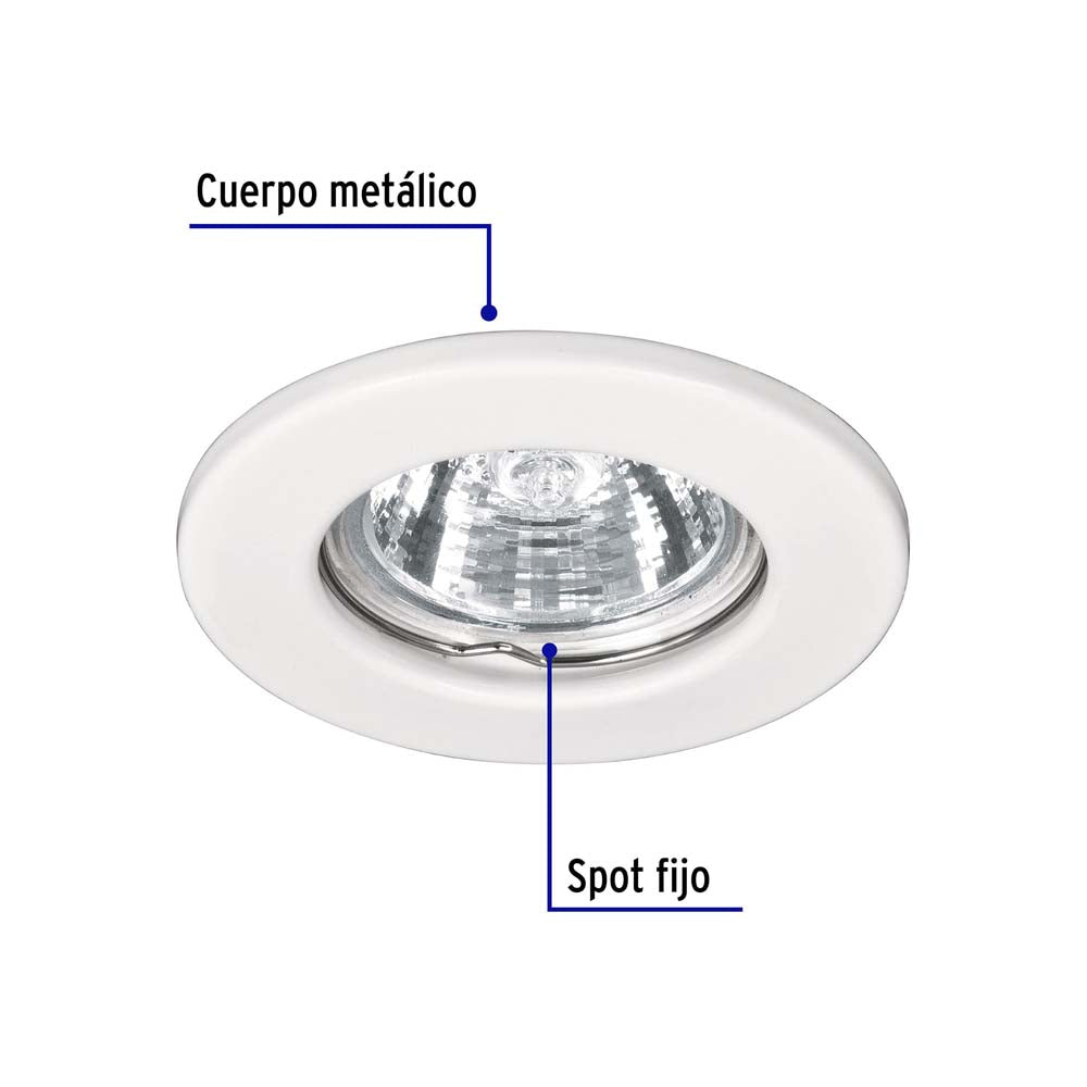 LUMINARIO REDONDO EMPOTRABLE REDONDO FIJO 50W. BLANCO LED O HALOGENO EMP-100S 46612 TRUPER *** OFRECER YD-220/B ***