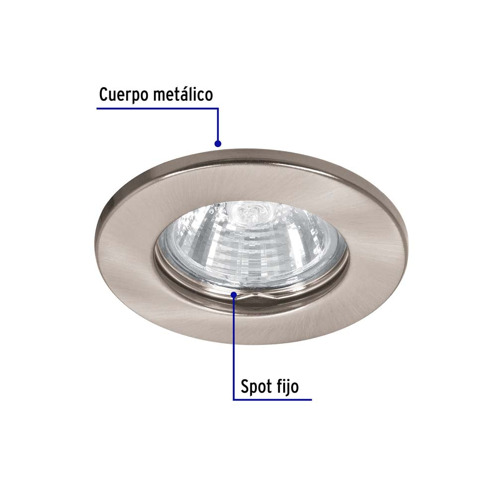 LUMINARIO REDONDO EMPOTRABLE REDONDO FIJO 50W. SATIN LED O HALOGENO EMP-104S 46614 TRUPER *** OFRECER YD-220/S ***