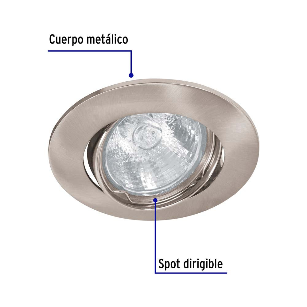 LUMINARIO REDONDO EMPOTRABLE DIRIGIBLE 50W. NEGRO LED O HALOGENO EMP-105S 46616 TRUPER *** OFRECER YD-330/S ***