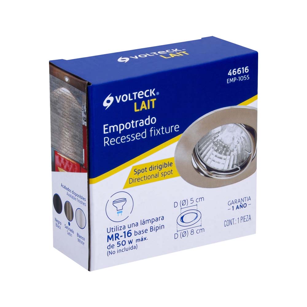 LUMINARIO REDONDO EMPOTRABLE DIRIGIBLE 50W. NEGRO LED O HALOGENO EMP-105S 46616 TRUPER *** OFRECER YD-330/S ***