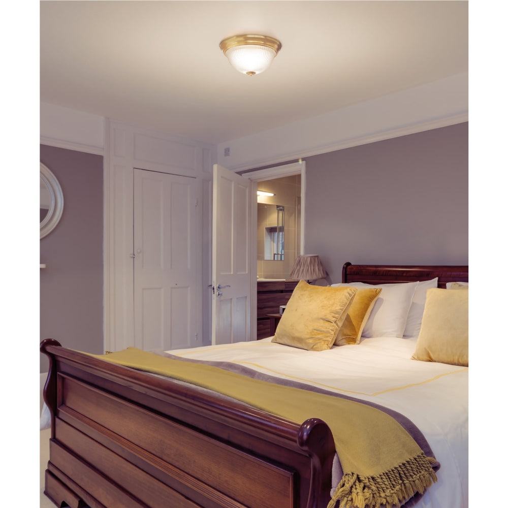 LUMINARIO DECORATIVO SOBREPONER 60W/127V. PANTALLA CRISTAL ACERO LATONADO SOB-102S 46628 TRUPER