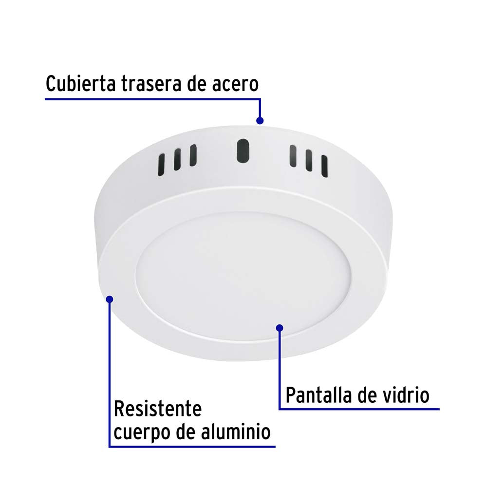 LUMINARIO REDONDO INTERIOR LED 6W 100-240V 6500K BCO *** SUSTITUTO 6PTLLEDR65MVB *** VOLTECK LAIT