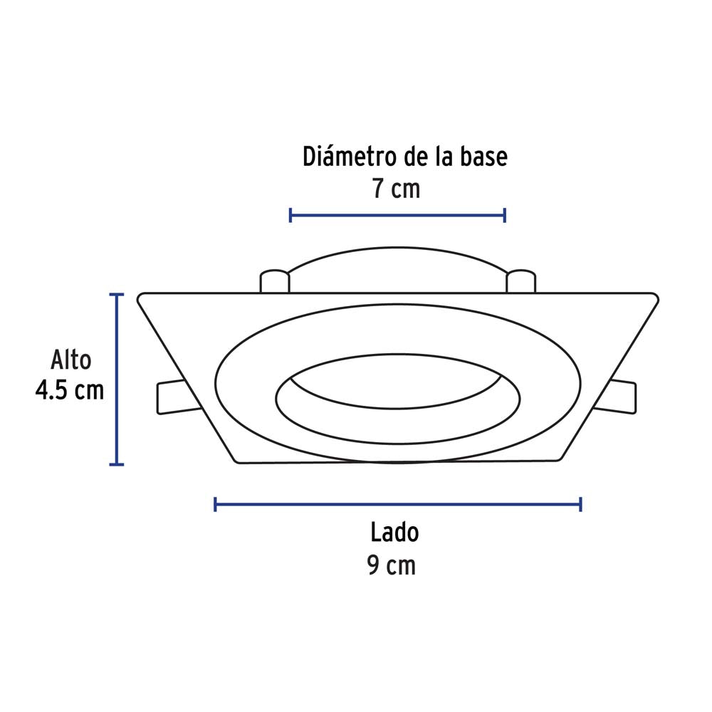 LUMINARIO CUADRADO EMPOTRABLE 5W/120-240V. LED SPOT DIRIGIBLE NEGRO EMP-107L 46948 TRUPER