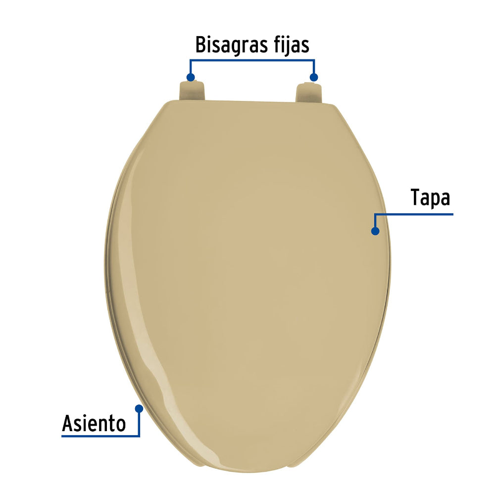 ASIENTO ALARGADO PARA WC ABIERTO COLOR BEIGE FOSET AQUA