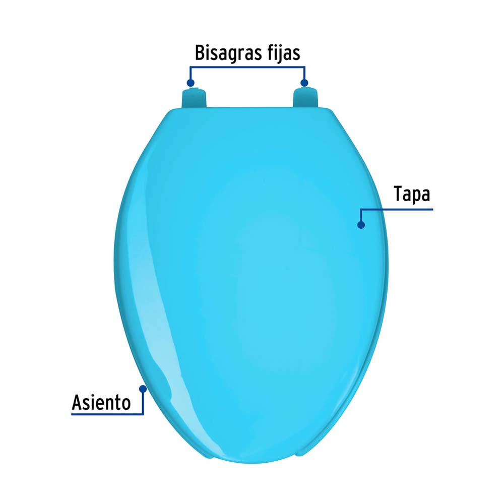 ASIENTO ALARGADO PARA WC ABIERTO AZUL FOSET AQUA