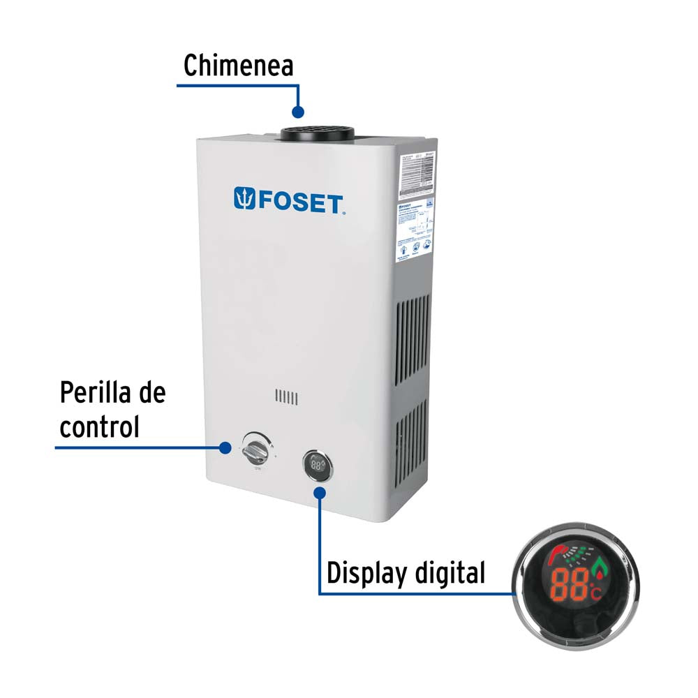 CALENTADOR DE PASO INSTANTANEO 6 /1 SERVICIO GAS NATURAL MCA FOSET