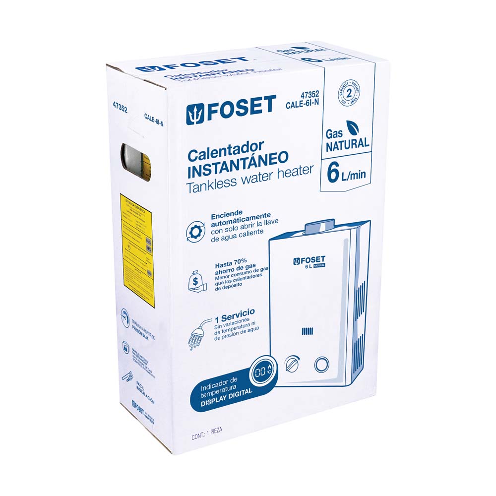 CALENTADOR DE PASO INSTANTANEO 6 /1 SERVICIO GAS NATURAL MCA FOSET