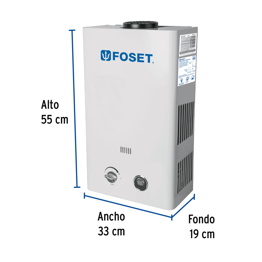 CALENTADOR PASO INSTANTANEO 11L/MIN GAS NATURAL 1 1/2 SERV. 47353 CALE-11I-N FOSET