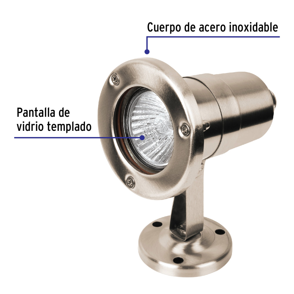 LUMINARIO SPOT PARA PISO 50W/127V. SOBREPONER MR-16 SOB-701S 47393 TRUPER
