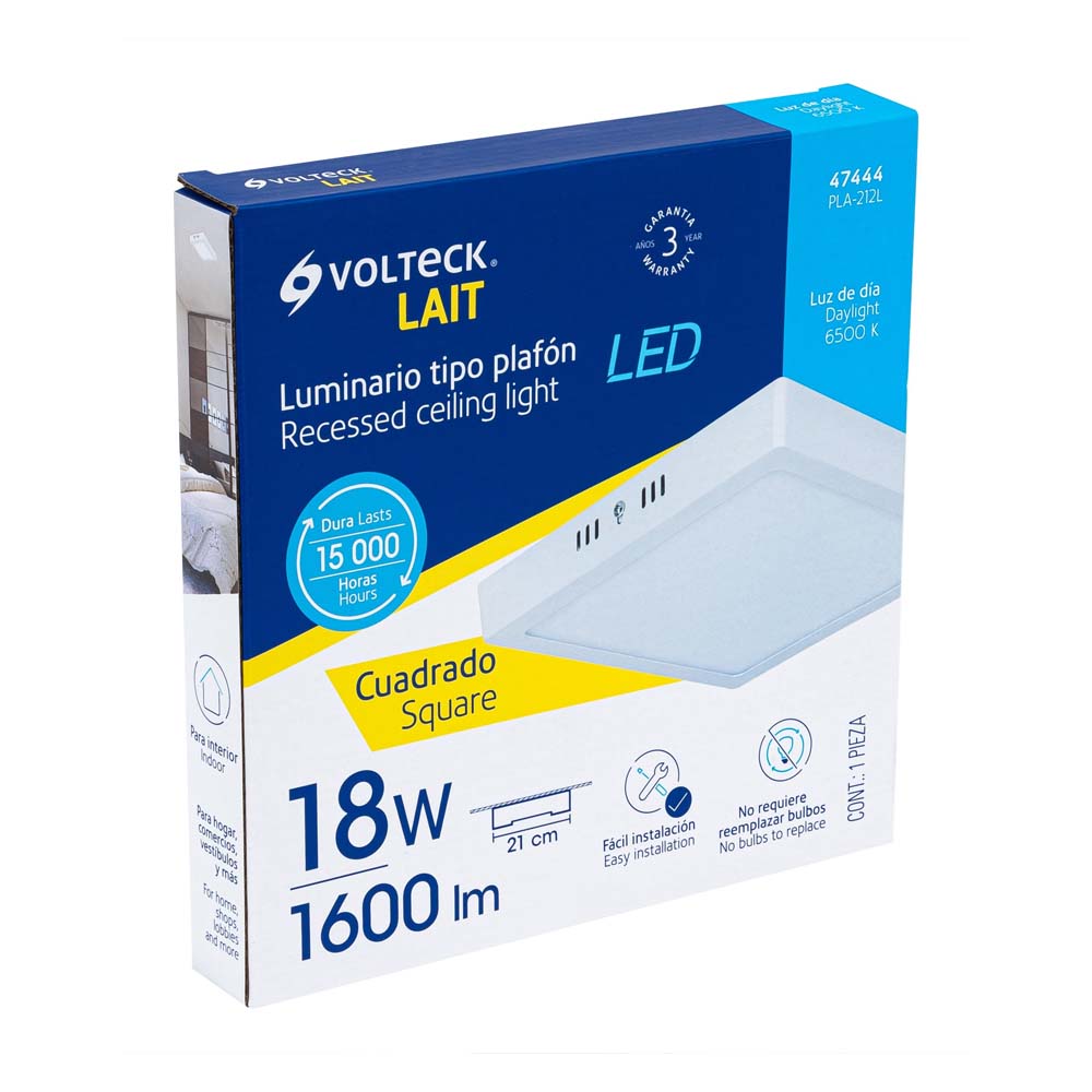 LUMINARIO CUADRADO PLAFON LED 18W/120-240V. SOBREPONER *** INCLUYE DRIVER *** PLA-212L 47444 TRUPER *** OFRECER 18PTLLEDC65MVB ***