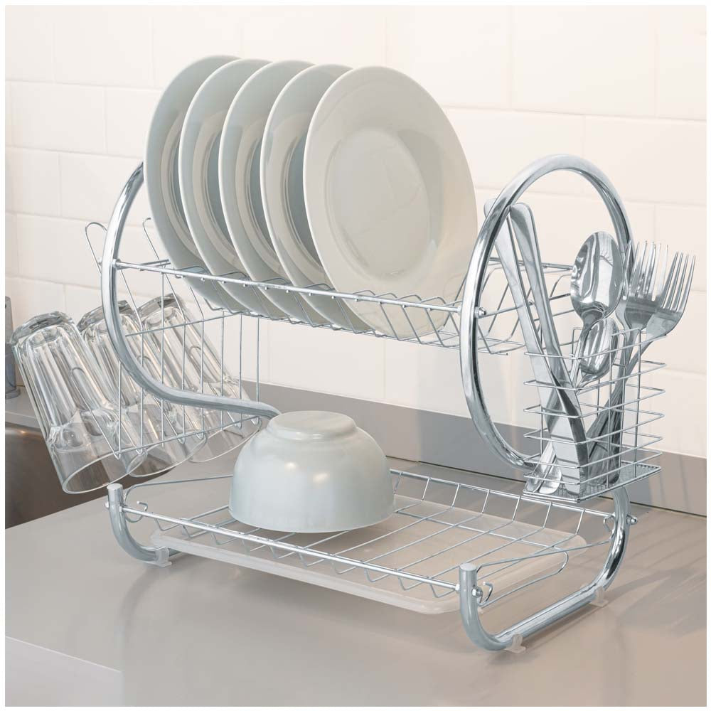 ESCURRIDOR DE ACERO CROMADO 2 NIVLES P/ TRASTES MCA TRUPPER