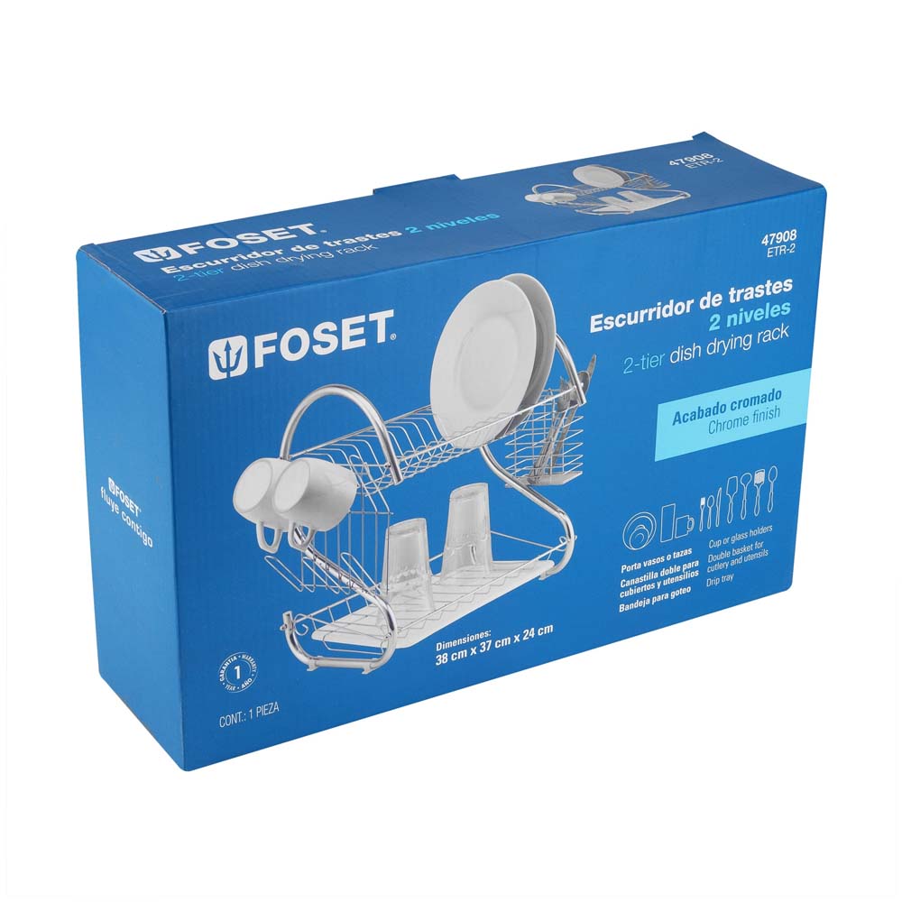 ESCURRIDOR DE ACERO CROMADO 2 NIVLES P/ TRASTES MCA TRUPPER