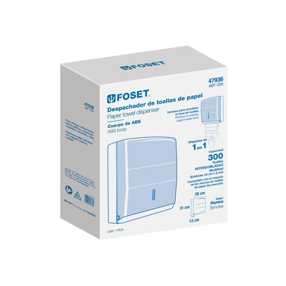DISPENSADOR DE ABS PARA TOALLAS DE PAPEL HUMO FOSET