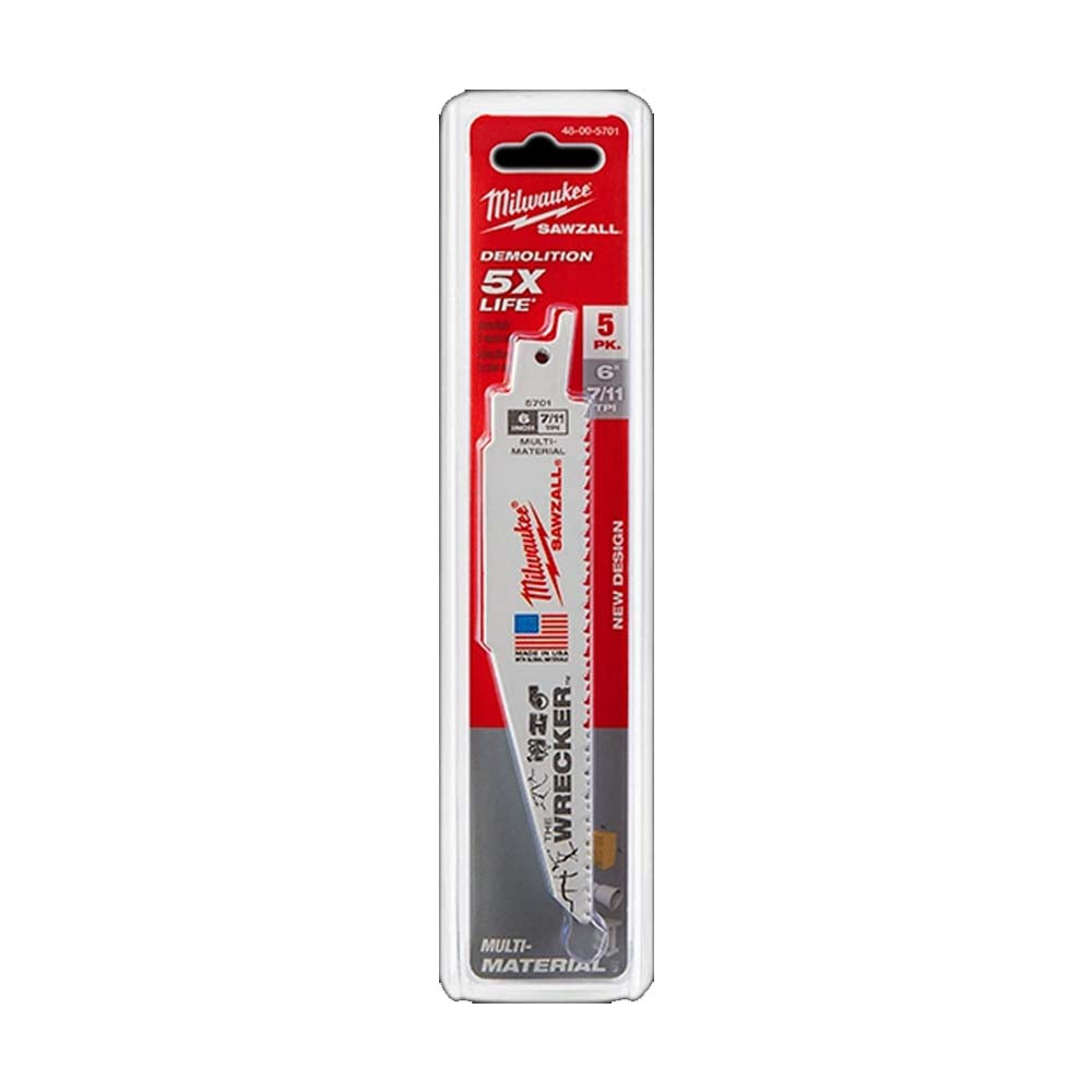 SEGUETA DE METAL THE WRECKER PARA SIERRA SABLE 8 DIENTES X PULGADA 6" DE LARGO 5 PIEZAS MILWAUKEE *** HAE ***