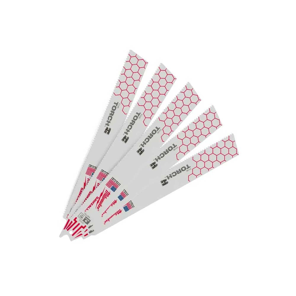 SEGUETA DE METAL THE TORCH PARA SIERRA SABLE 10 DIENTES X PULGADA 9" DE LARGO 5 PIEZAS MILWAUKEE