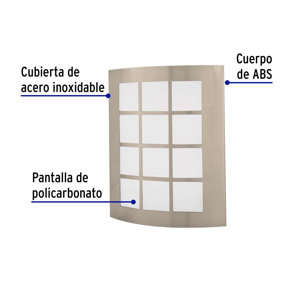 ARBOTANTE DECORATIVO LED 15W/127V. ENC. INST. 3000K. LUZ CALIDA ACERO INOX. ARB-003L 48011 TRUPER