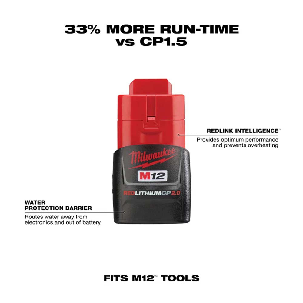 BATERIA 12 VOLTS REDLITHIUM ION COMPACTA 2AMP M12 MILWAUKEE