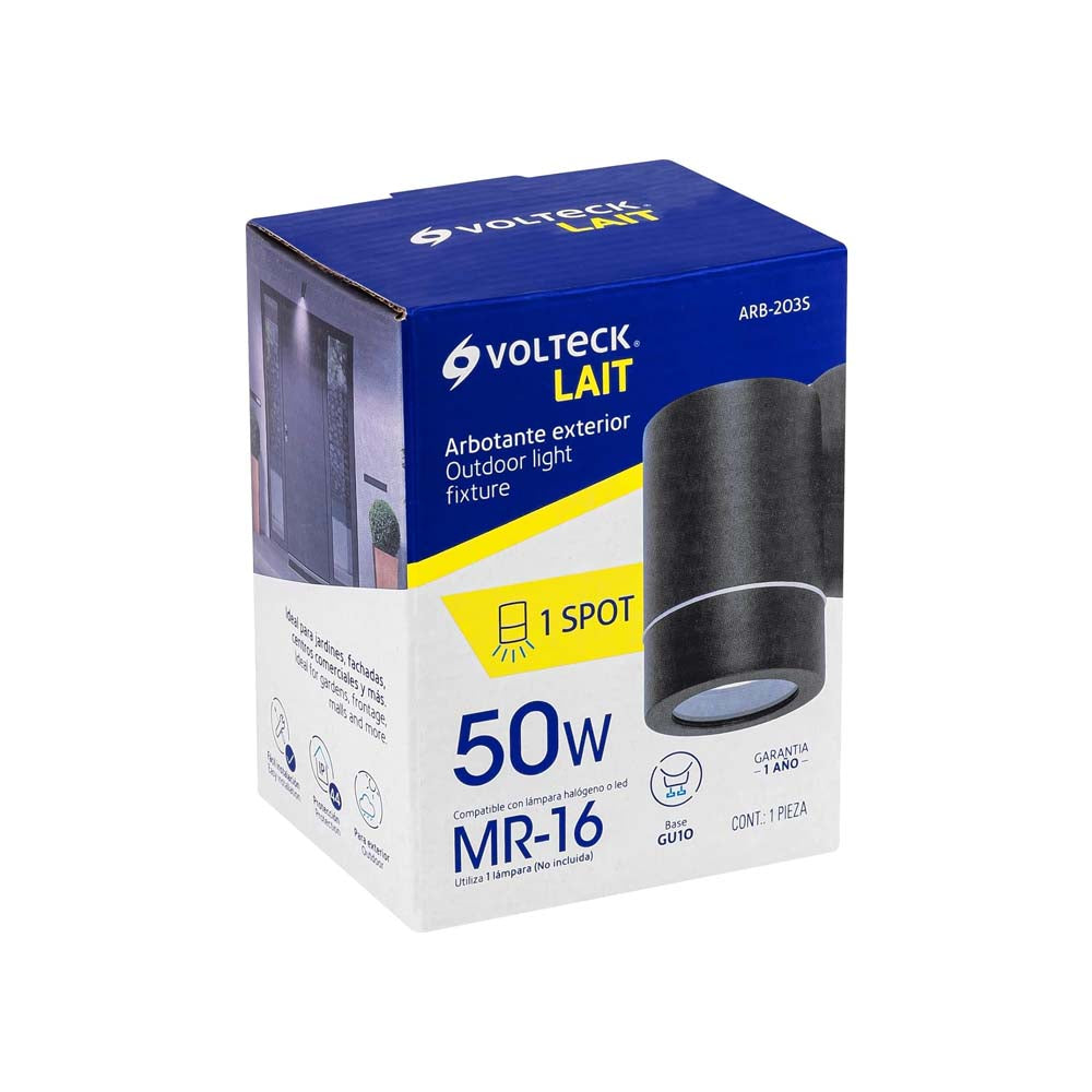 ARBOTANTE DECORATIVO ACENTO 1 SPOT 50W/127V. NEGRO MR-16 ARB-203S 48143 TRUPER