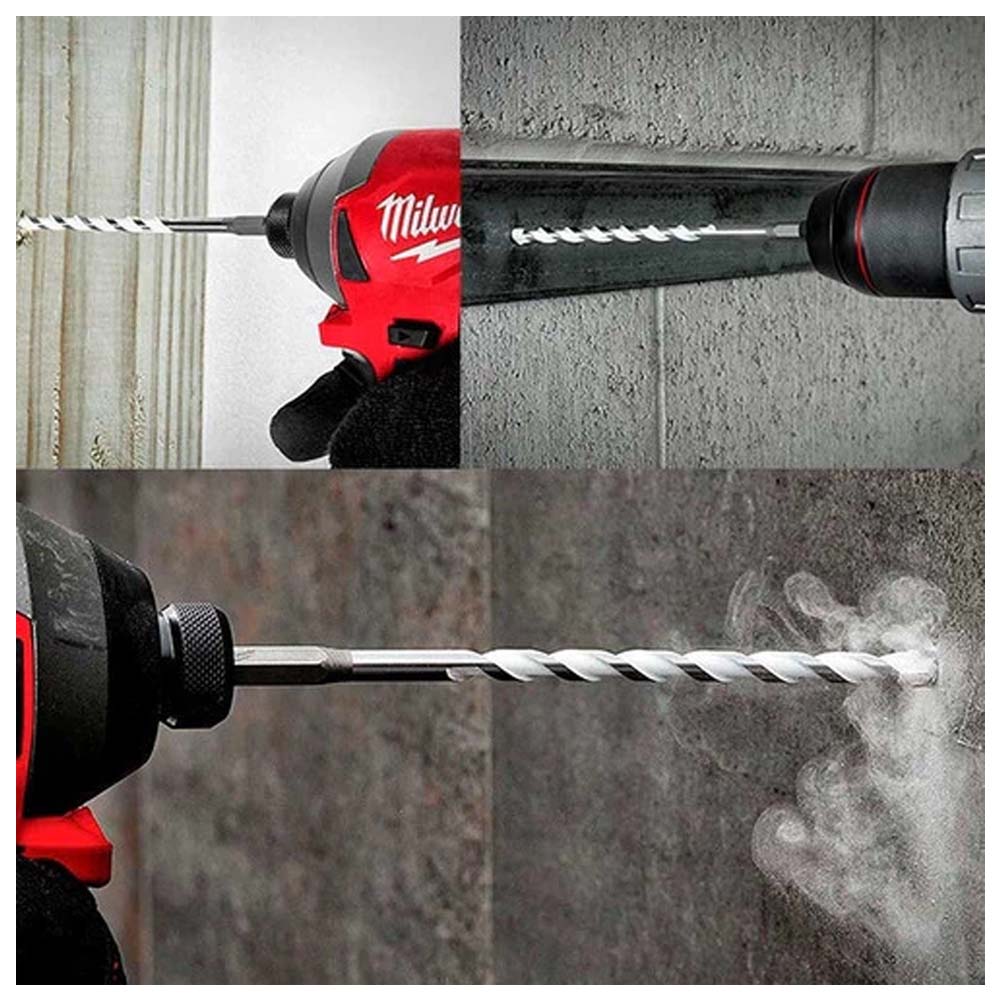 JUEGO DE BROCAS PARA MATERIALES MULTIPLES CONCRETO ACERO ALUMINIO AZULEJOS DE CERAMICA PANLES DE YESO MADERA Y PVC DE CARBURO SHOCKWAV **5 PIEZAS** MILWAUKEE