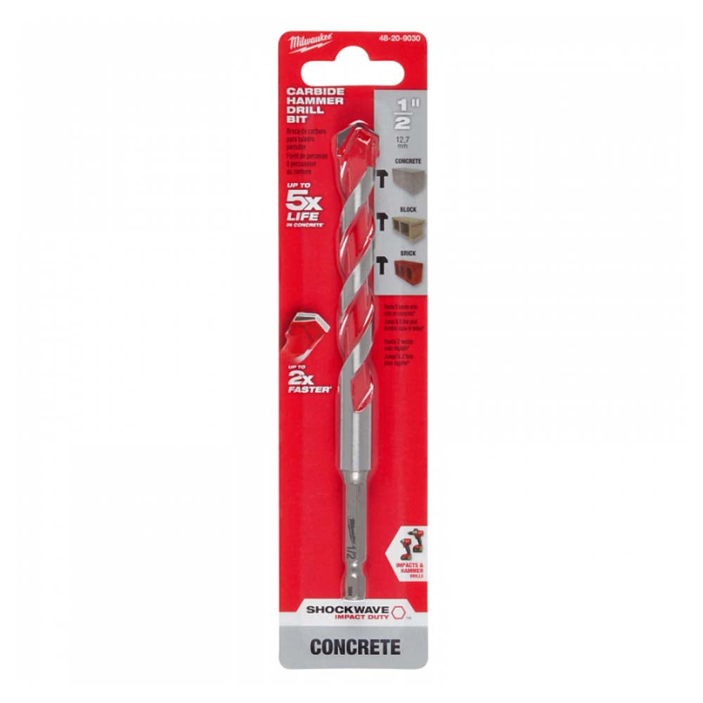 BROCA PARA CONCRETO CON PUNTA DE CARBURO 1/2"X 6" MILWAUKEE