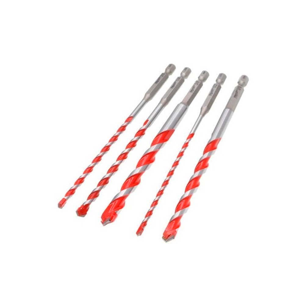 JUEGO DE BROCAS PARA CONCRETO CON PUNTA DE CARBURO **5 PIEZAS** INCLUYE BROCA 5/32"X 6" BROCA 3/16"X 6" BROCA 1/4"X 6" BROCA 5/16"X 6" BROCA 3/8"X 6" MILWAUKEE