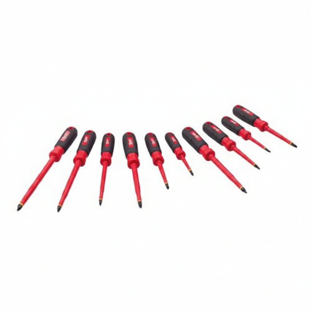 KIT DE DESTORNILLADORES AISLADOS 1000V CON ESTUCHE DE GOMA EVA **10 PIEZAS** MILWAUKEE