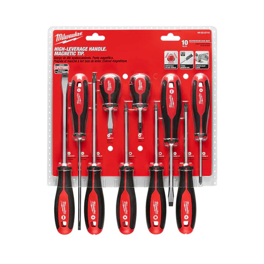 JUEGO DE 10 DESARMADORES CON MANGO DE 3 MODULOS 48222710 MILWAUKEE