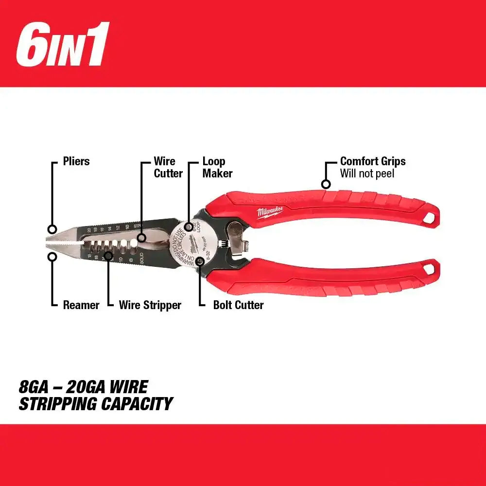 PINZA PARA ELECTRICISTA 6 EN 1 MILWAUKEE