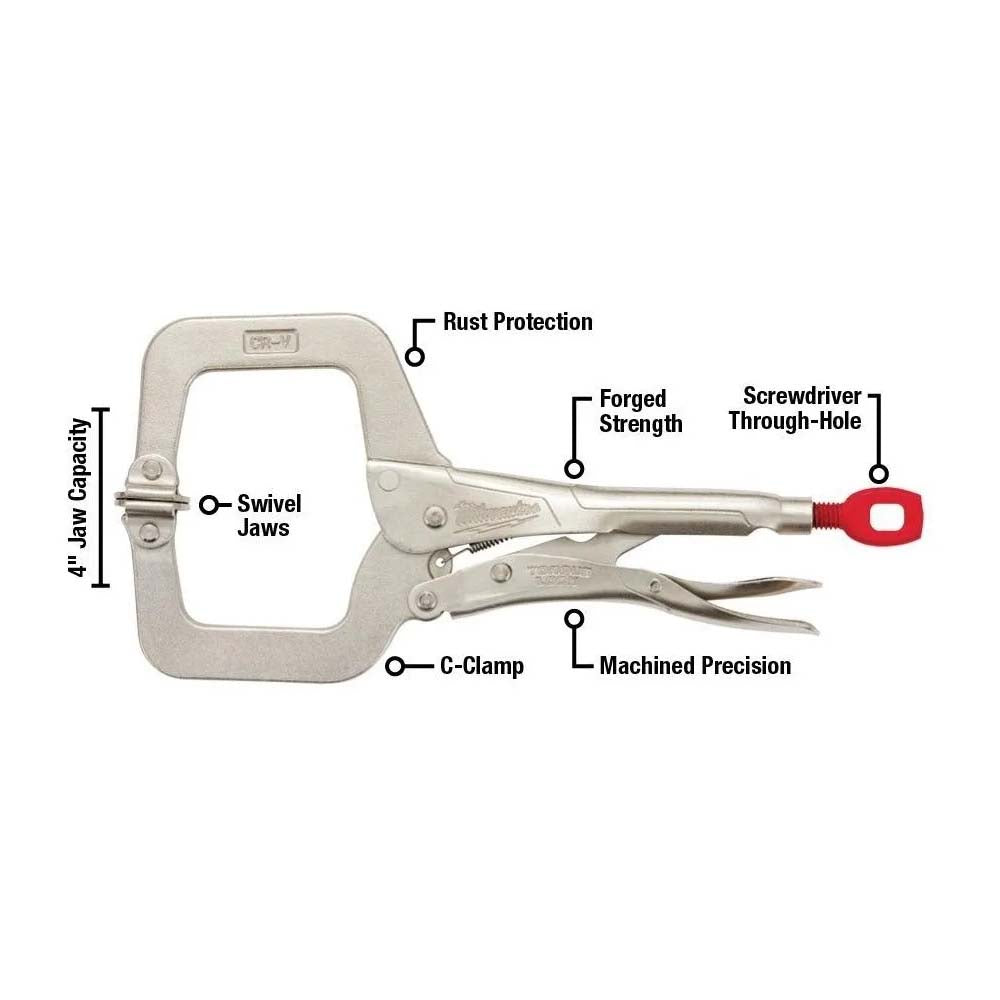 PINZAS DE PRESION EN "C" CON TENAZA GIRATORIA TORQUE LOCK 11" MILWAUKEE
