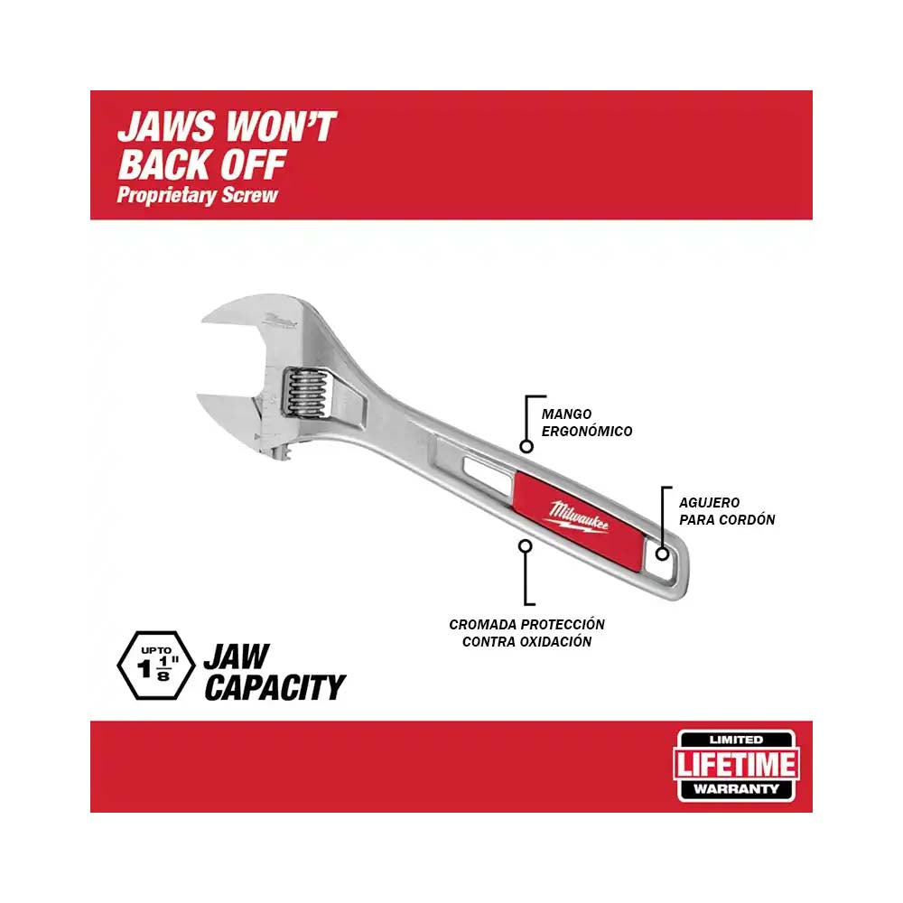 LLAVE PERICO-AJUSTABLE-INGLESA 8 MILWAUKEE