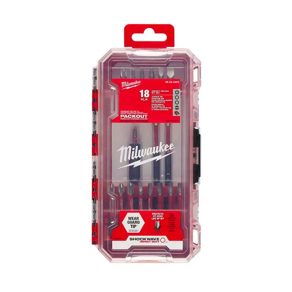 KIT PUNTAS DE DESTORNILLADOR SHOCKWAVE **18 PIEZAS** MILWAUKEE
