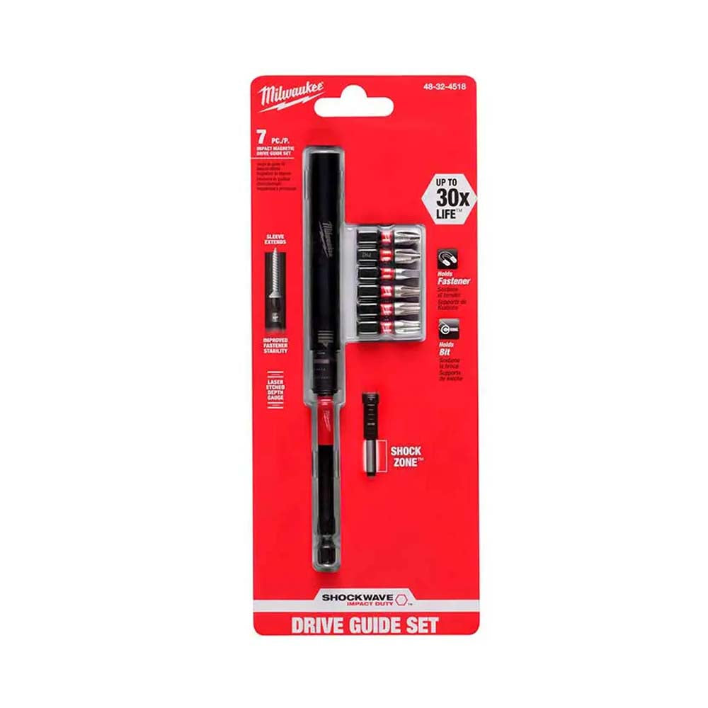 KIT DE EXTENSIONES MAGNETICAS P/DESTORNILLADOR DE IMPACTO DE 6": 2 BROCAS INSERCION T25 1 BROCA INSERCION T20 1 BROCA INSERCION SQ2 2 BROCA INSERCION PH2 1 GUIA MAGNETICA 6" MILWAUKEE