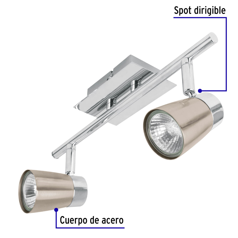 LUMINARIO SOBREPONER 2 SPOTS 100W/120V. SOB-302S 48433 TRUPER
