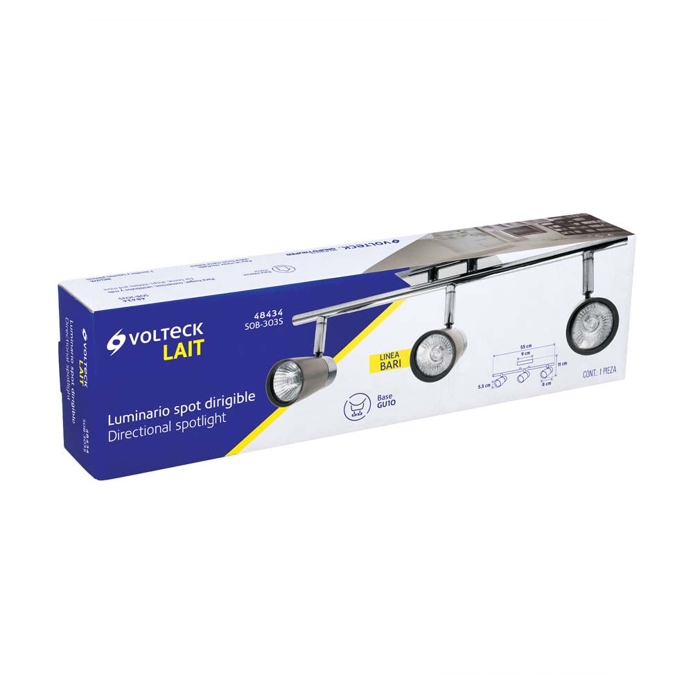 LUMINARIO SOBREPONER 3 SPOTS 150W/120V. SOB-303S 48434 TRUPER
