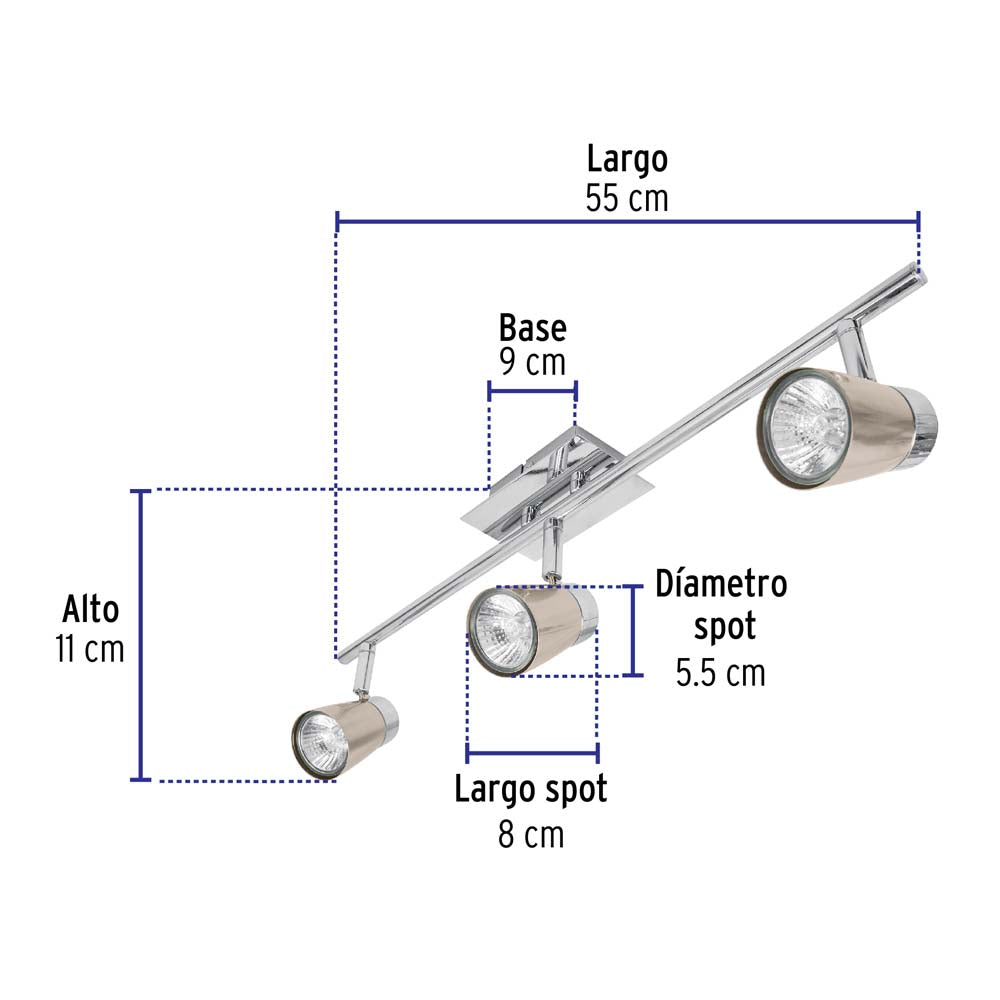 LUMINARIO SOBREPONER 3 SPOTS 150W/120V. SOB-303S 48434 TRUPER
