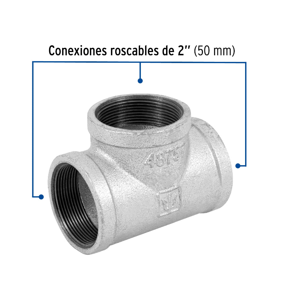 TEE SENCILLA ACERO GALVANIZADO 2"
