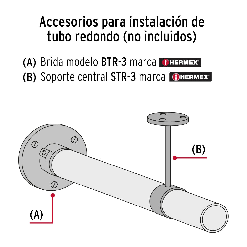 TUBO REDONDO CROMADOPARA CLOSET HERMEX