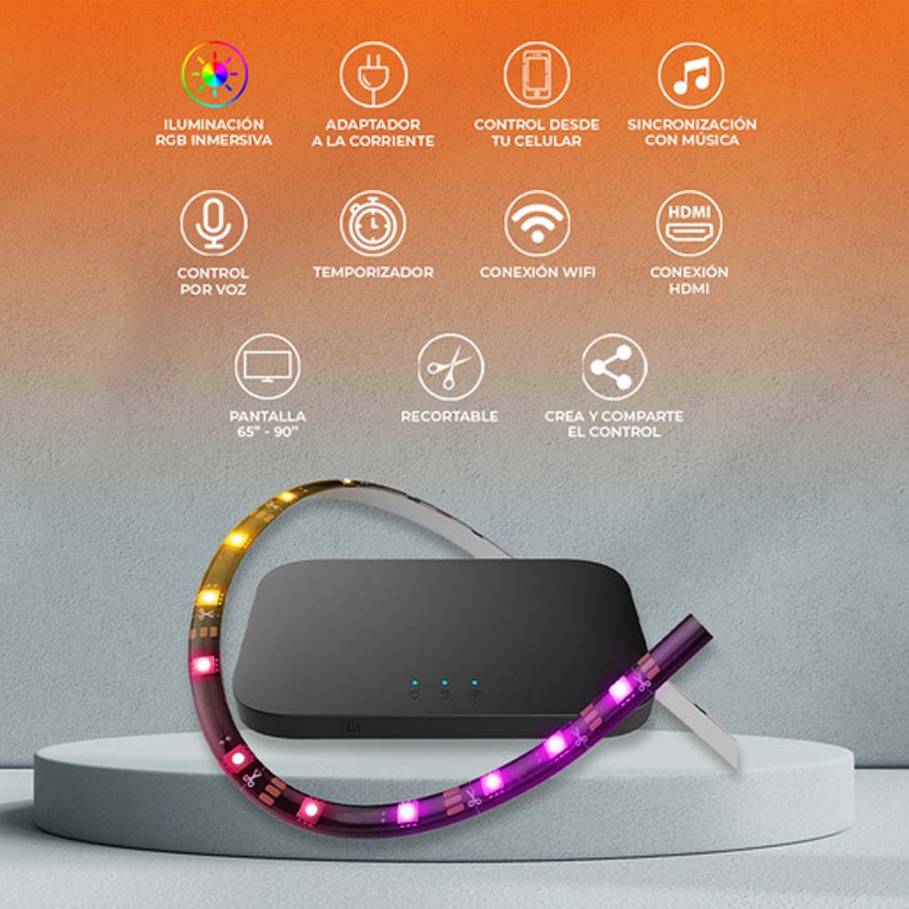 TIRA INT LED P/TV C/CONTROLADOR 48W 12VCD IP20 NEGRO