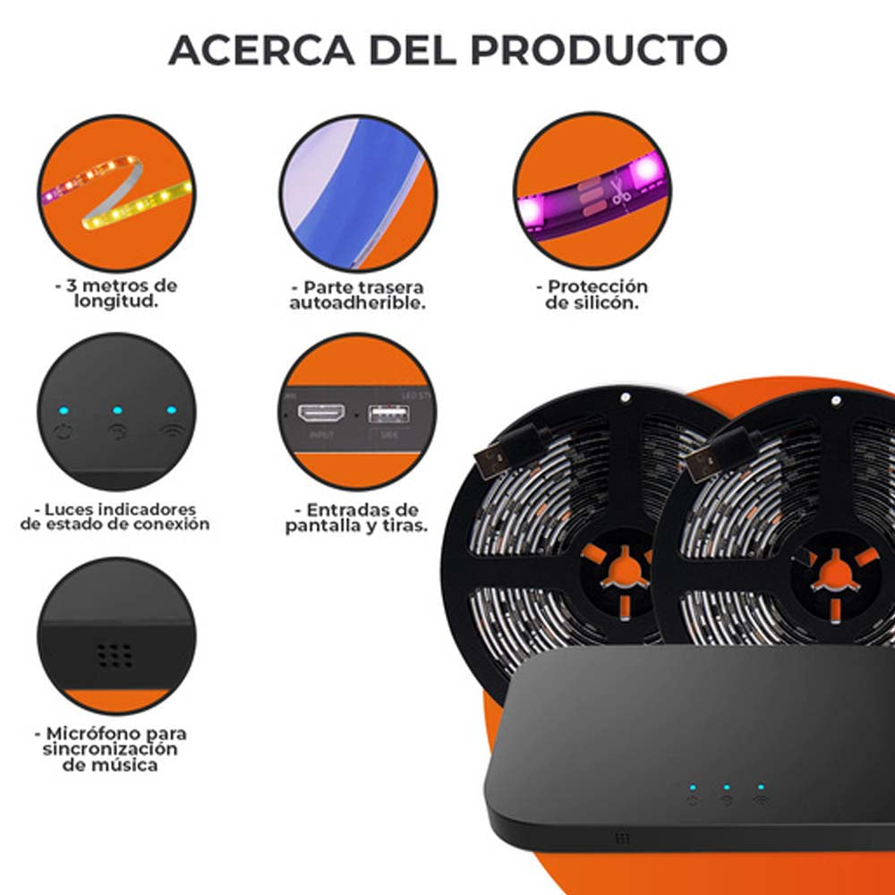 TIRA INT LED P/TV C/CONTROLADOR 48W 12VCD IP20 NEGRO