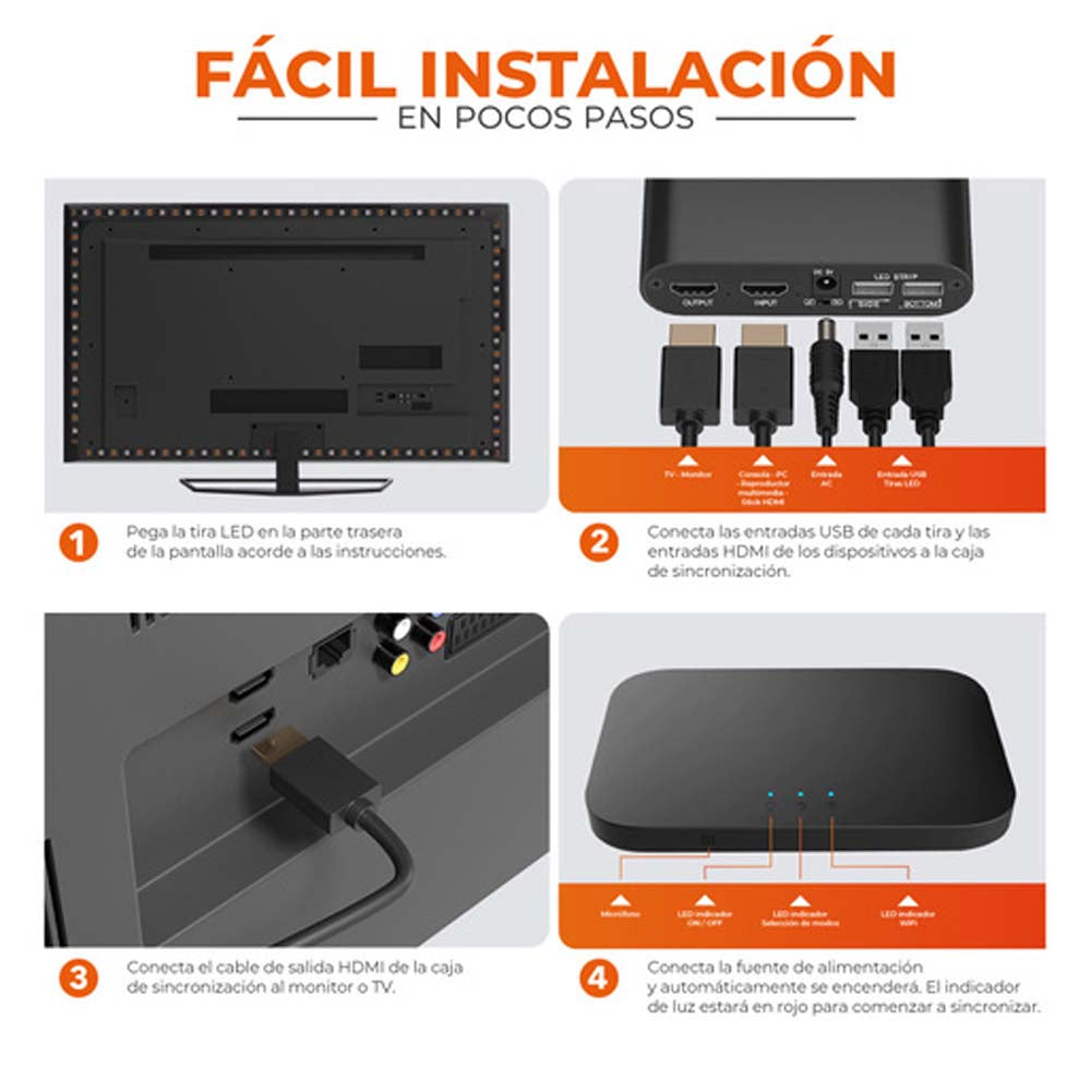 TIRA INT LED P/TV C/CONTROLADOR 48W 12VCD IP20 NEGRO