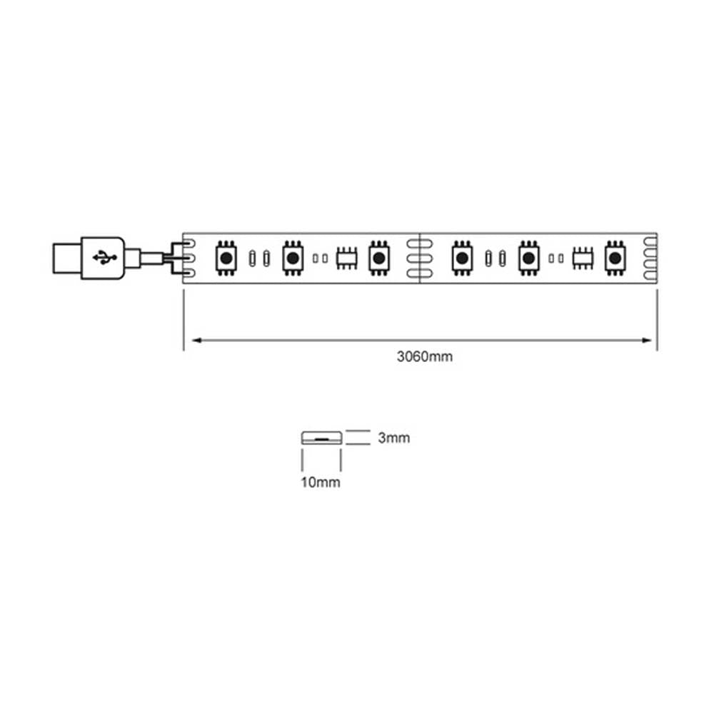 TIRA INT LED P/TV C/CONTROLADOR 48W 12VCD IP20 NEGRO