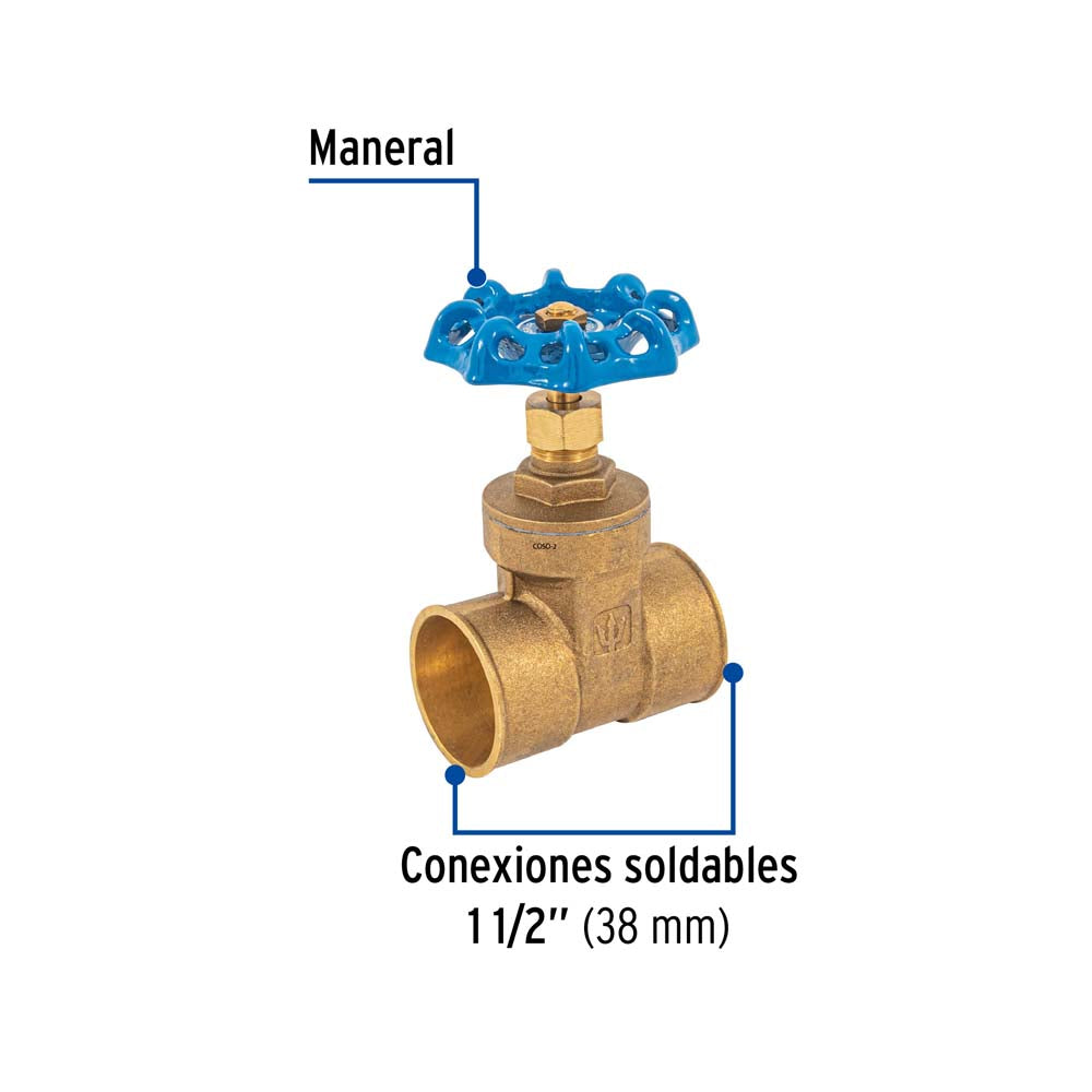 VALVULA COMPUERTA (LLAVE DE PASO) SOLDABLE 1 1/2" (38MM) COSO-1-1/2 49027 TRUPER FOSET